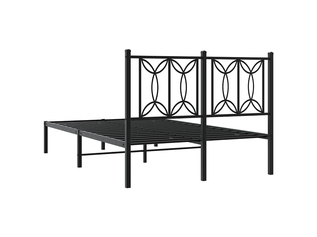 Bedframe met hoofdbord metaal zwart 120x190 cm