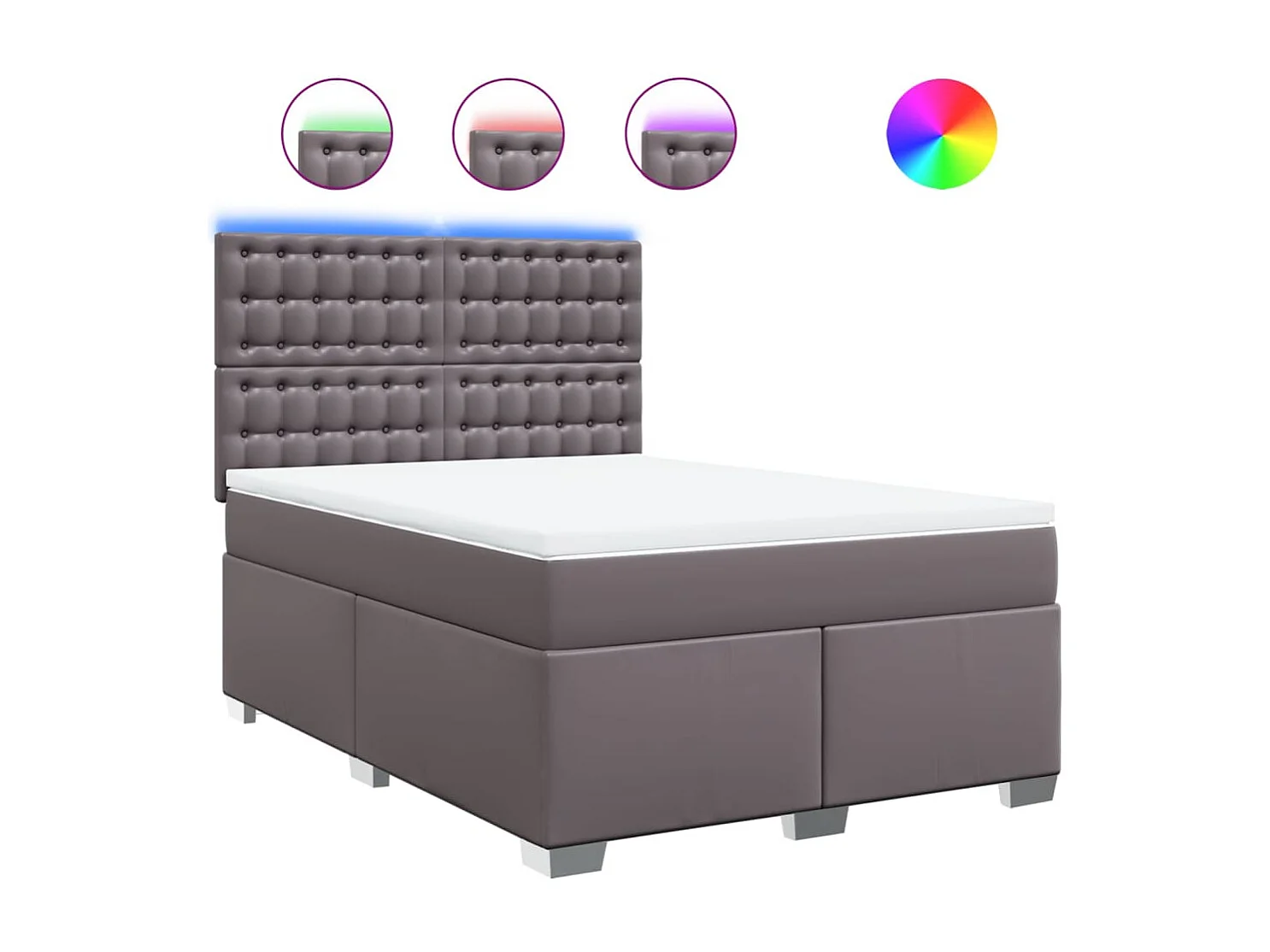 Sommier à lattes de lit avec matelas Gris 160x200 cm Similicuir