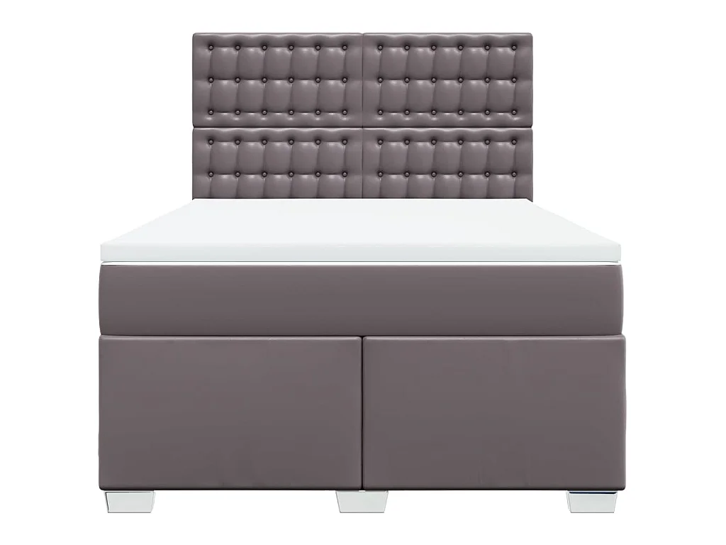 Cama com molas/colchão 160x200 cm couro artificial cinzento