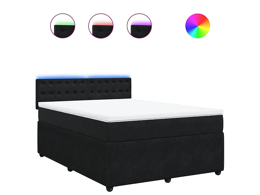 Sommier à lattes de lit avec matelas Noir 140x200 cm Velours