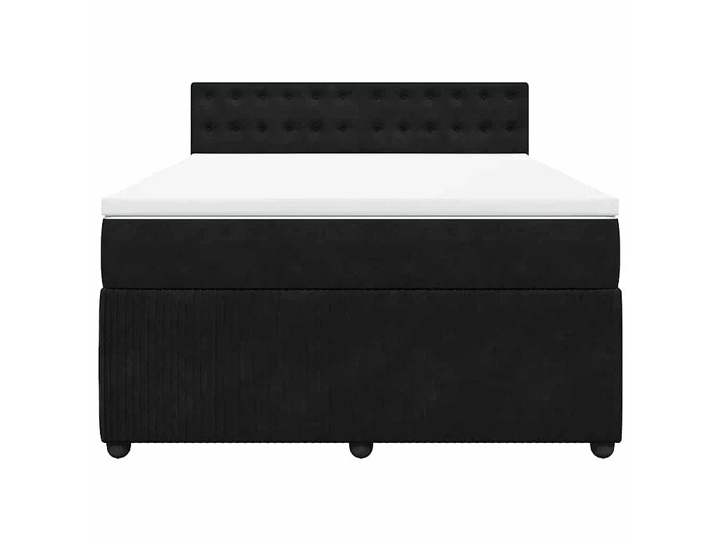Sommier à lattes de lit avec matelas Noir 140x200 cm Velours