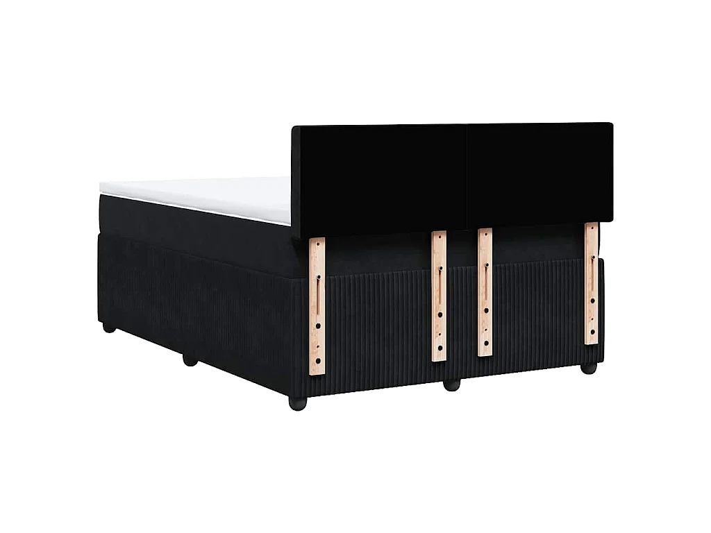 Sommier à lattes de lit avec matelas Noir 140x200 cm Velours