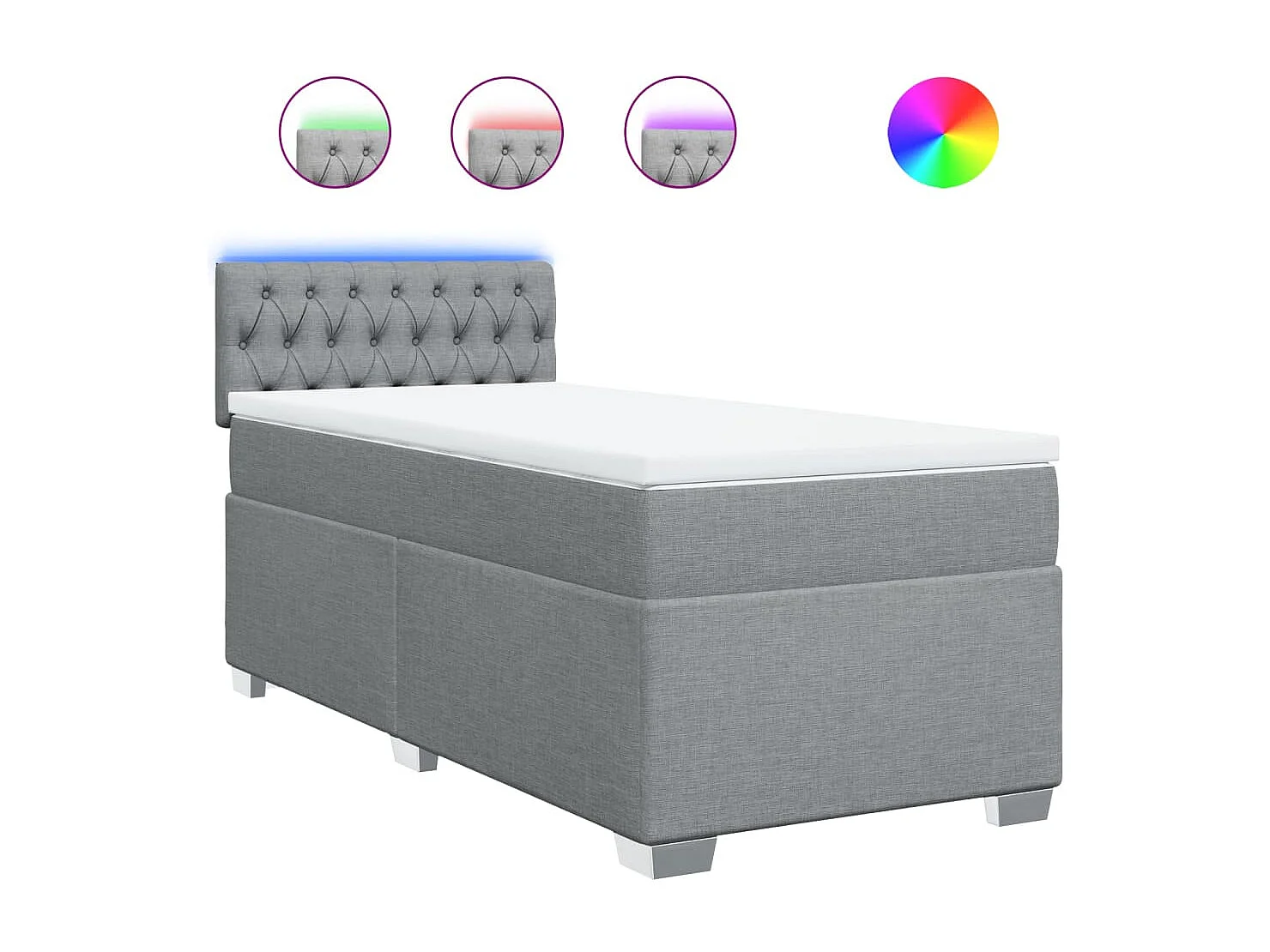 Sommier à lattes de lit avec matelas Gris clair 100x200cm Tissu