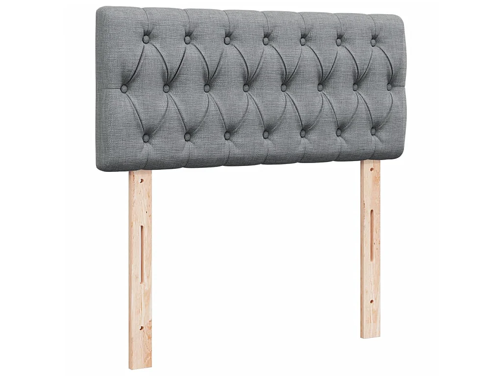 Cama box spring con colchón tela gris claro 100x200 cm
