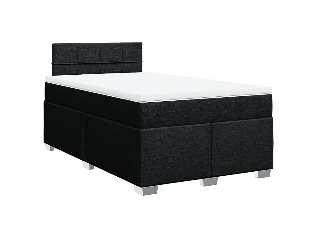 Cama box spring con colchón tela negro 120x190 cm
