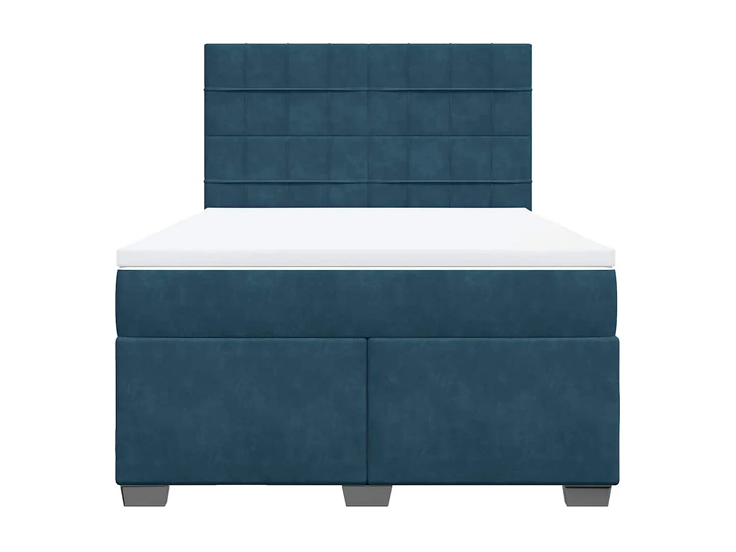 Sommier à lattes de lit et matelas bleu 140x190 cm velours