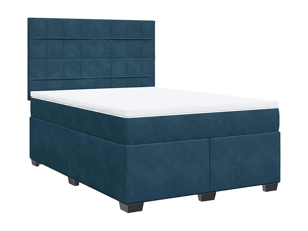 Giroletto a Molle con Materasso Blu 140x190 cm in Velluto