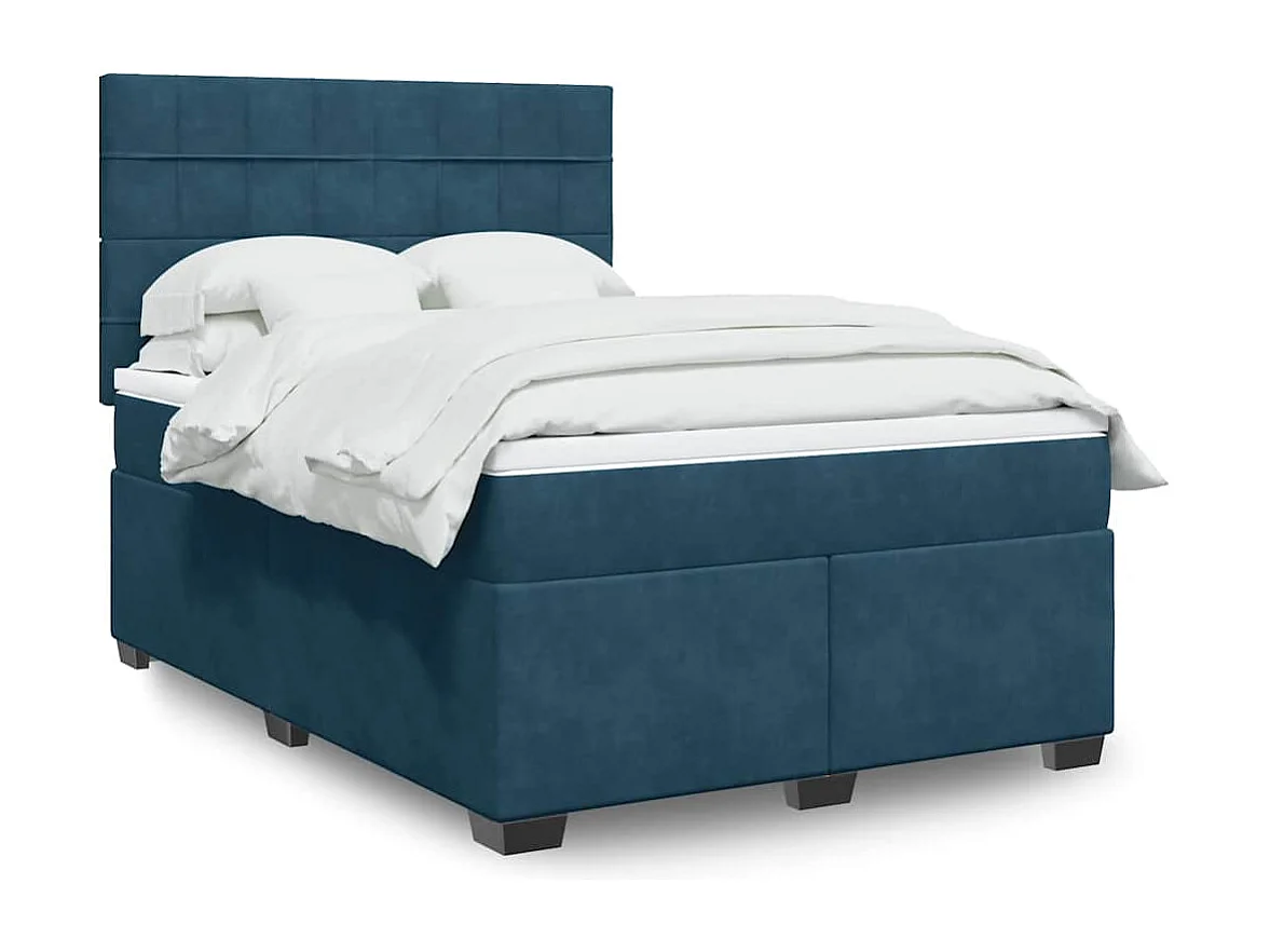 Giroletto a Molle con Materasso Blu 140x190 cm in Velluto