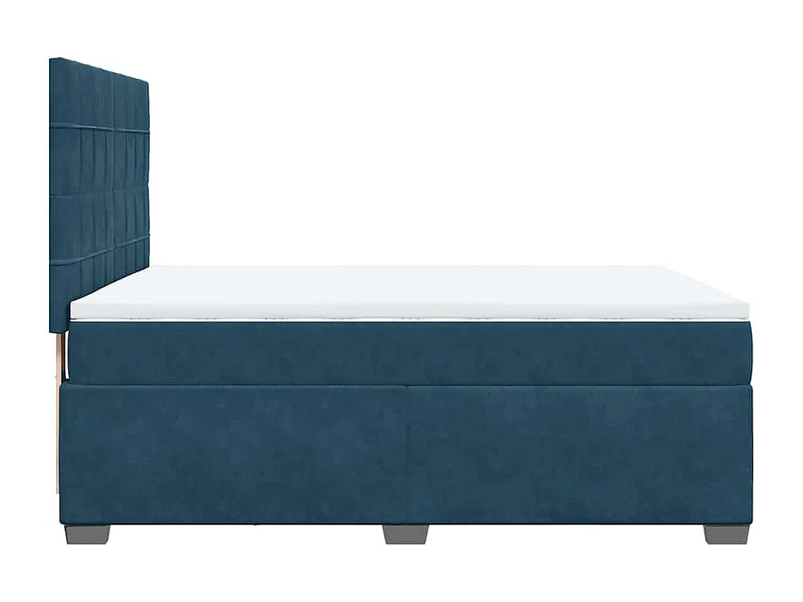 Giroletto a Molle con Materasso Blu 140x190 cm in Velluto