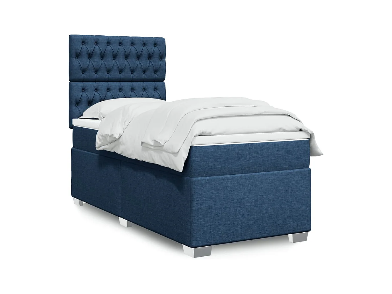 Sommier à lattes de lit avec matelas Bleu 100x200 cm Tissu