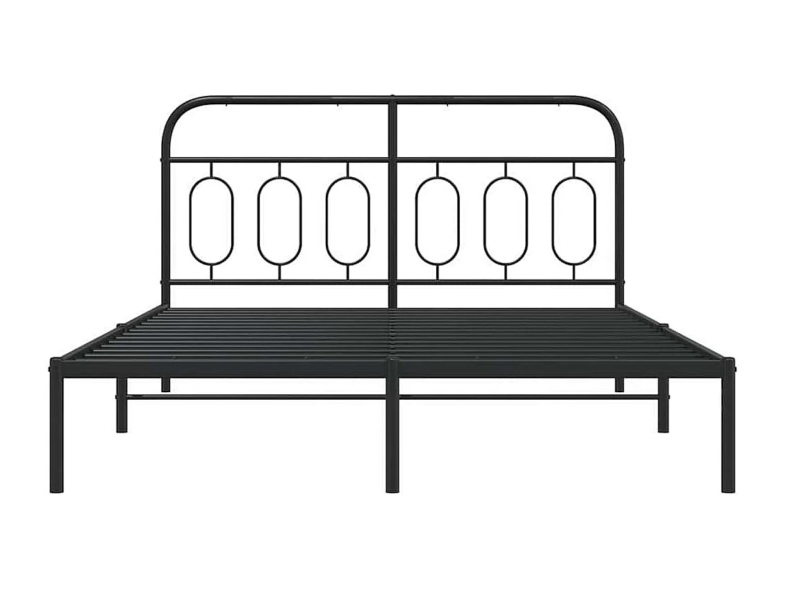 Cadre de lit métal sans matelas avec tête de lit noir 150x200cm