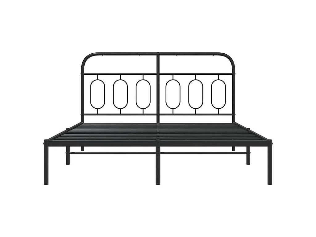 Cadre de lit métal sans matelas avec tête de lit noir 150x200cm