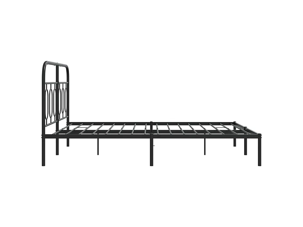Cadre de lit métal sans matelas avec tête de lit noir 150x200cm