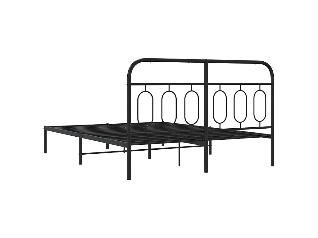 Cadre de lit métal sans matelas avec tête de lit noir 150x200cm