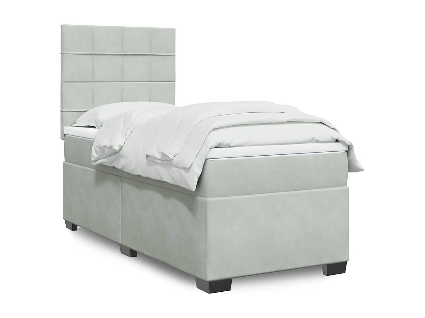 Boxspring met matras fluweel lichtgrijs 90x190 cm