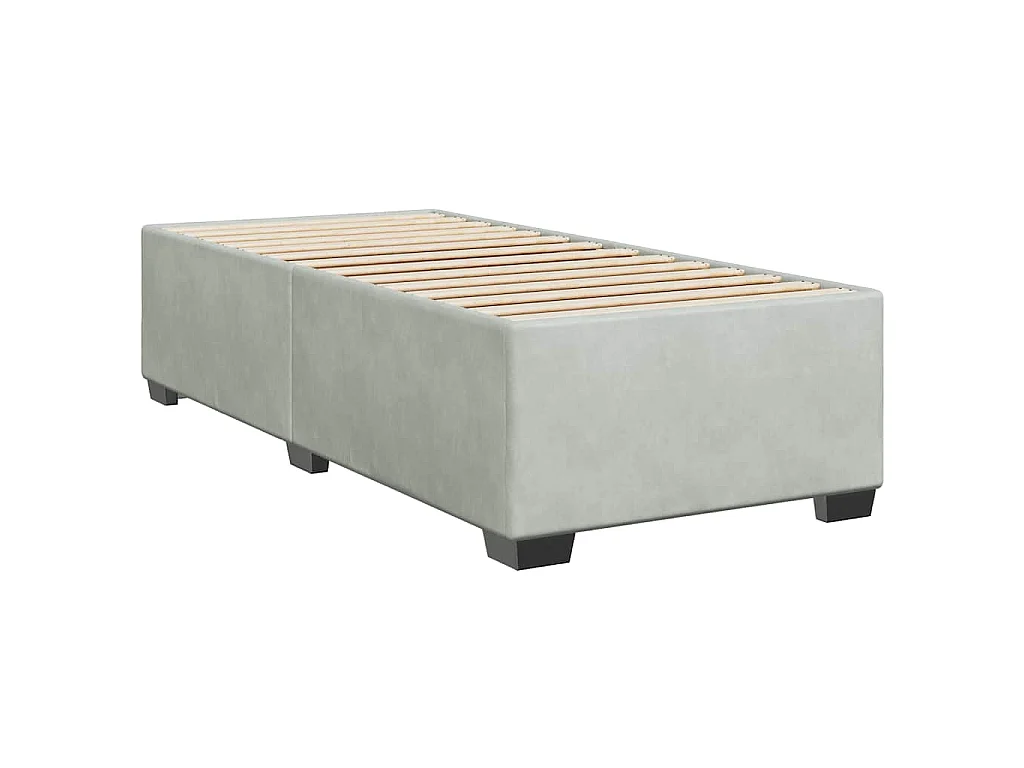 Cama box spring con colchón terciopelo gris claro 90x190 cm