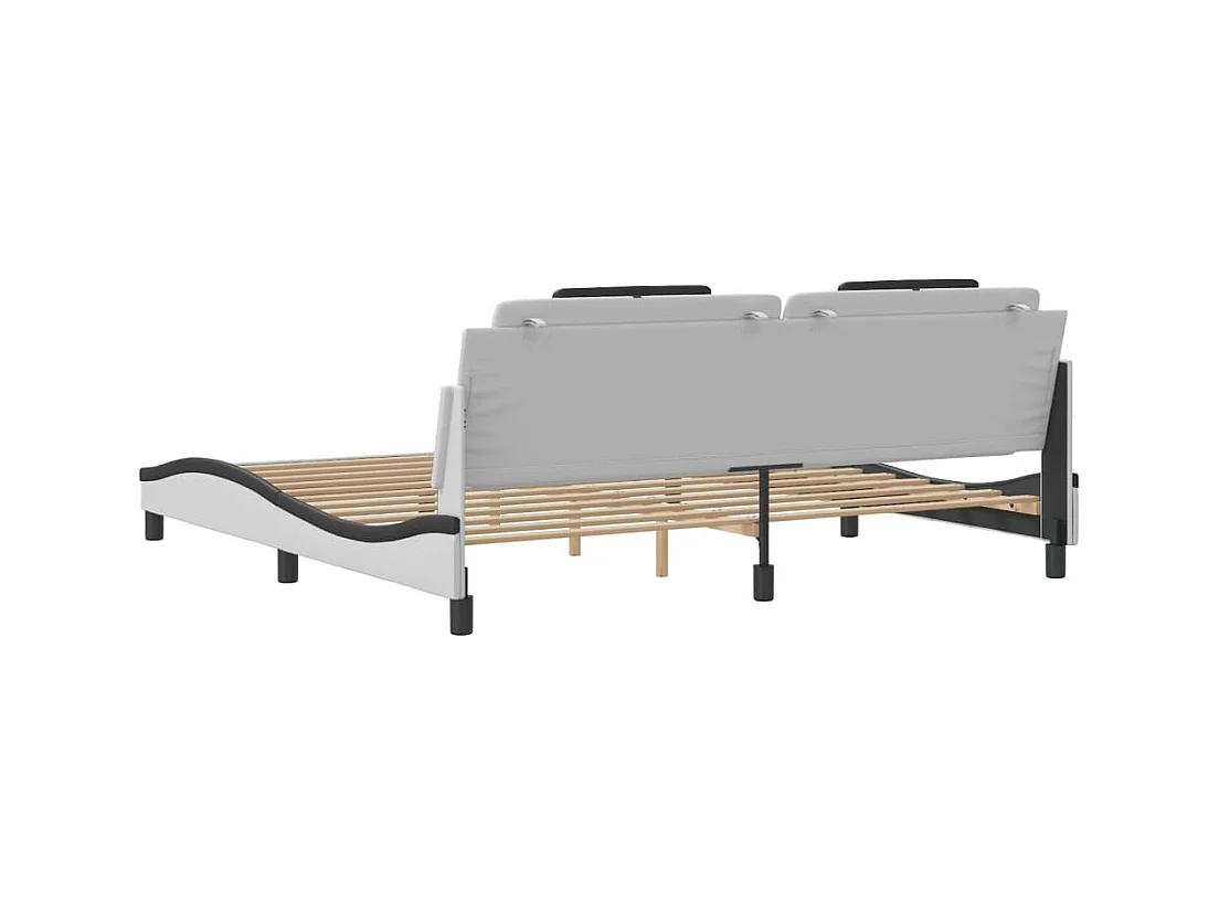 Bettgestell "Viana" mit LED ohne Matratze Weiß und Schwarz 200x200 cm Kunstleder