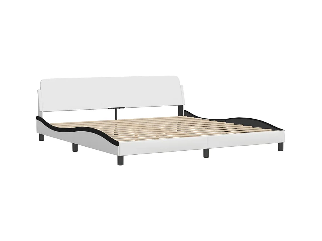 Bettgestell "Viana" mit LED ohne Matratze Weiß und Schwarz 200x200 cm Kunstleder
