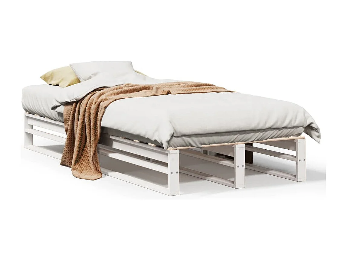 Cadre de lit sans matelas blanc 90x200 cm bois de pin massif