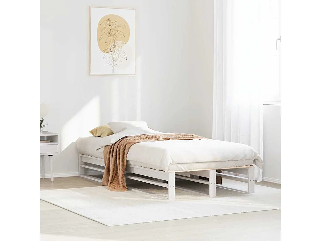 Cadre de lit sans matelas blanc 90x200 cm bois de pin massif
