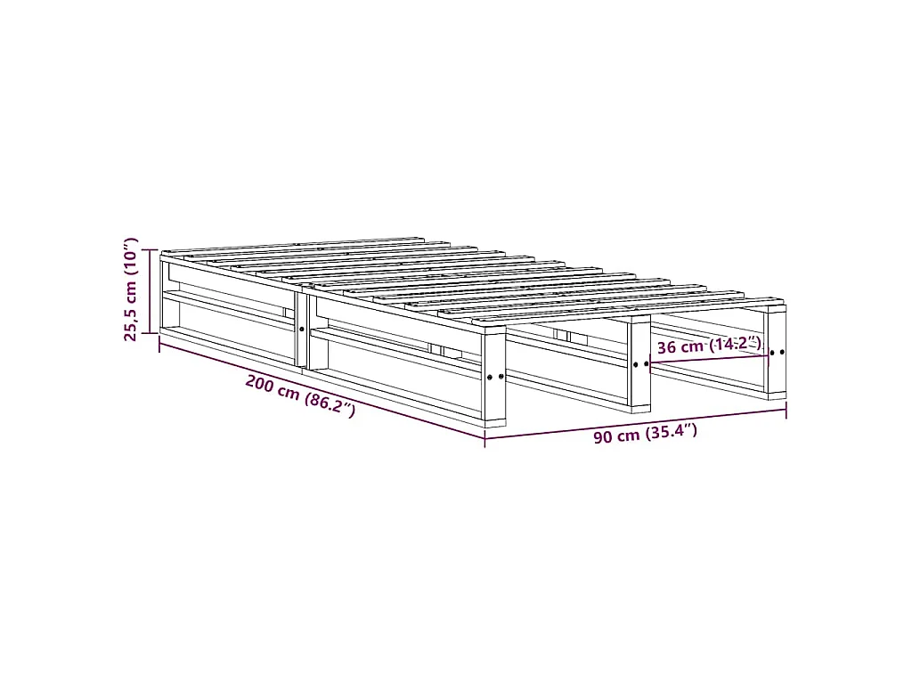 Cadre de lit sans matelas blanc 90x200 cm bois de pin massif