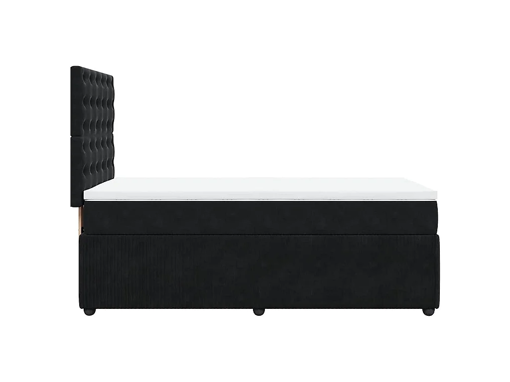 Giroletto a Molle con Materasso Nero 90x190 cm in Velluto
