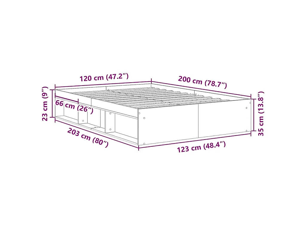 Cadre de lit sans matelas blanc 120x200 cm