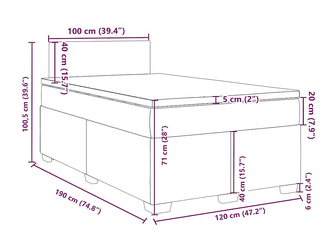 Boxspringbett mit Matratze Creme 120x190 cm Stoff
