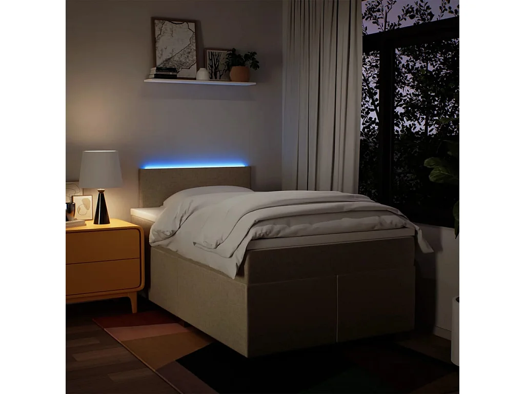 Boxspringbett mit Matratze Creme 120x190 cm Stoff