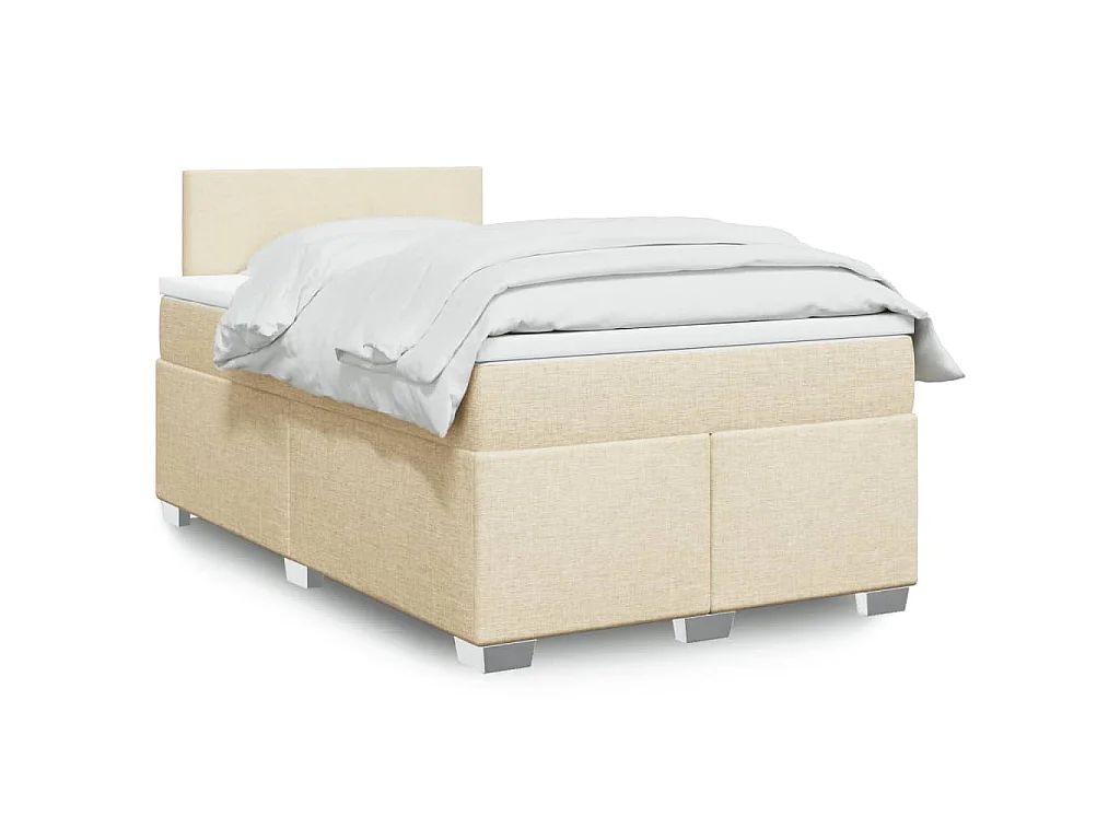 Giroletto a Molle con Materasso Crema 120x190 cm in Tessuto
