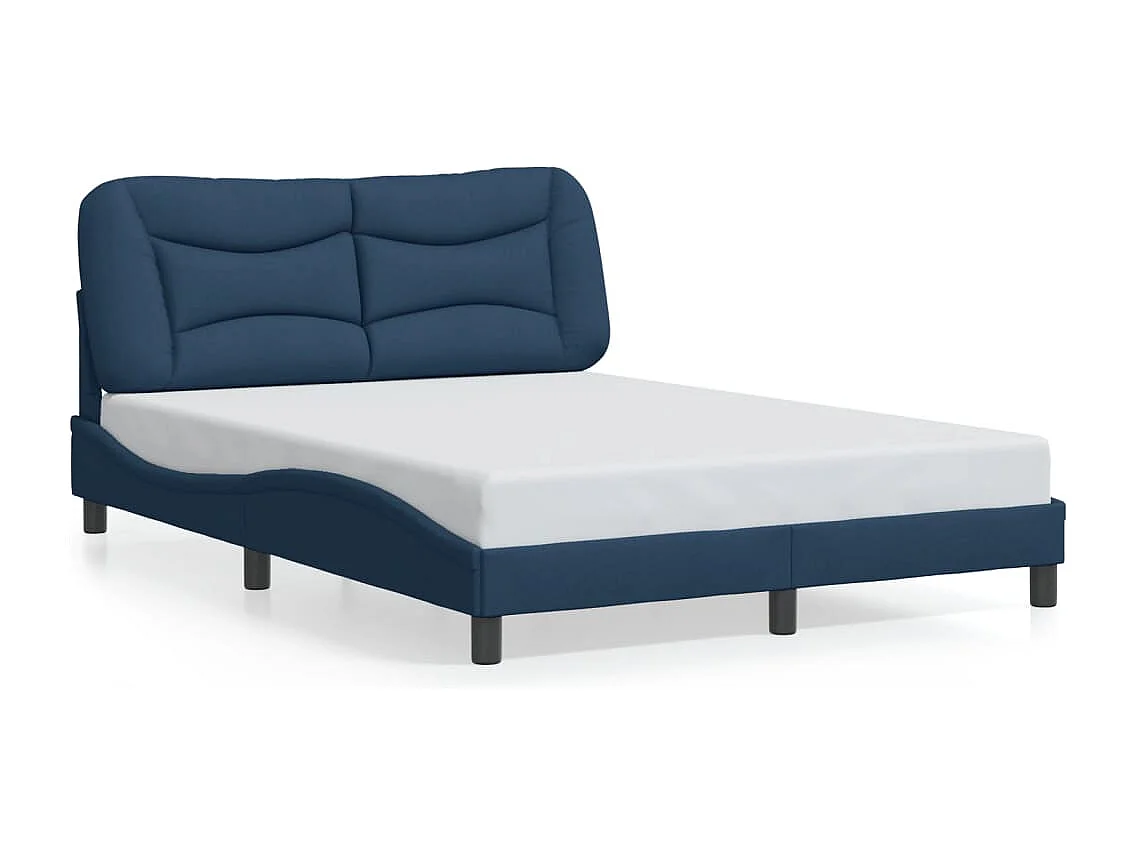 Cadre de lit avec LED sans matelas Hvar bleu 140x190 cm tissu