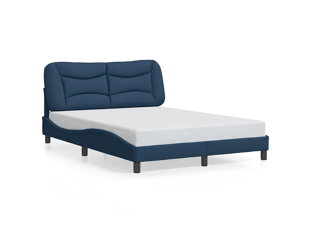 Cadre de lit avec LED sans matelas Hvar bleu 140x190 cm tissu
