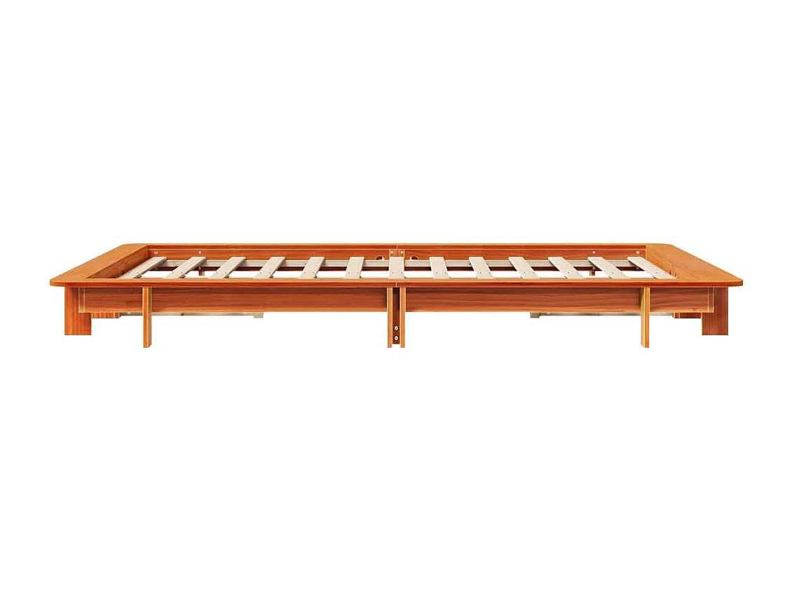 Cadre de lit sans matelas cire marron 140x190cm bois pin massif