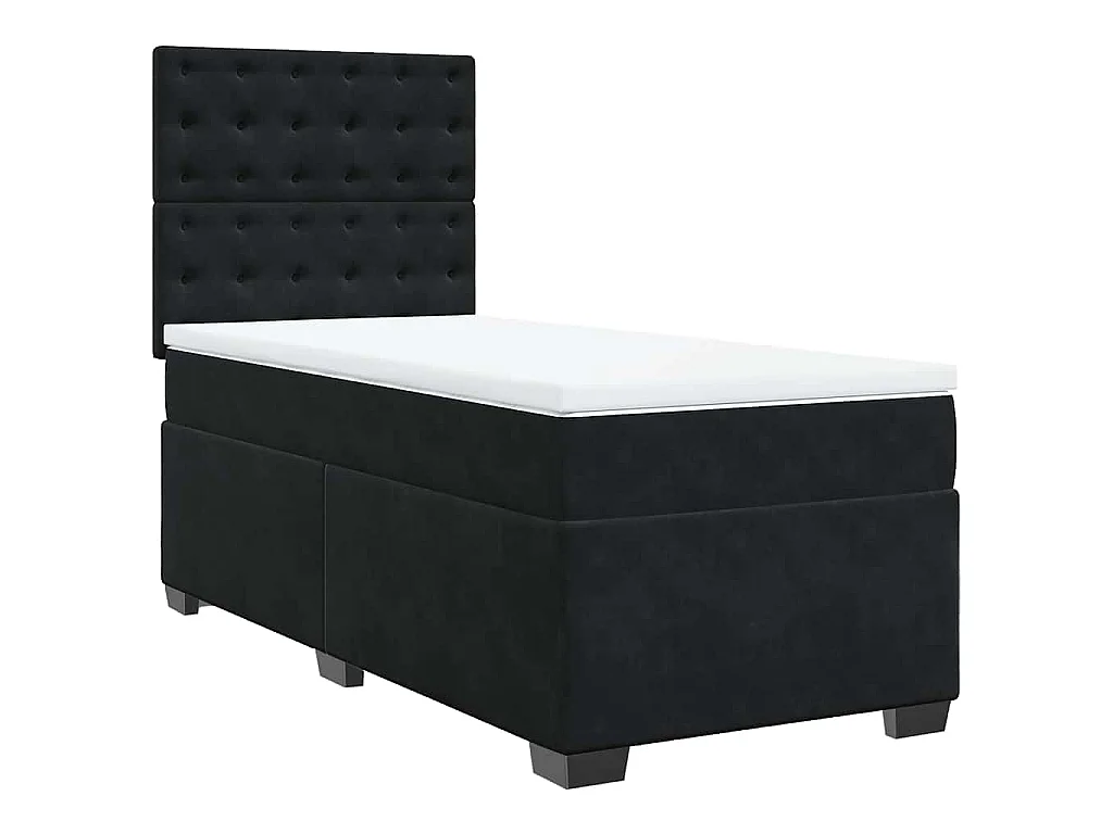 Sommier à lattes de lit avec matelas Noir 90x190 cm Velours