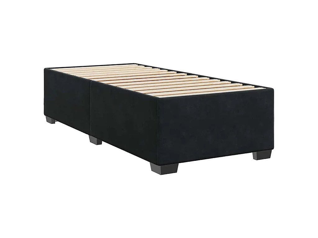 Sommier à lattes de lit avec matelas Noir 90x190 cm Velours