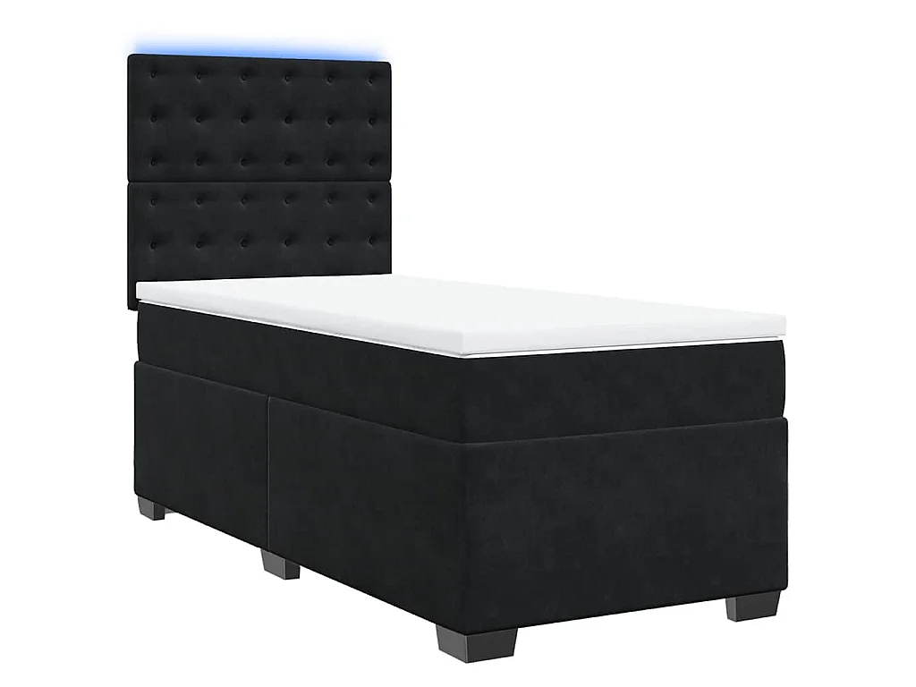 Cama com molas/colchão 90x190 cm veludo preto