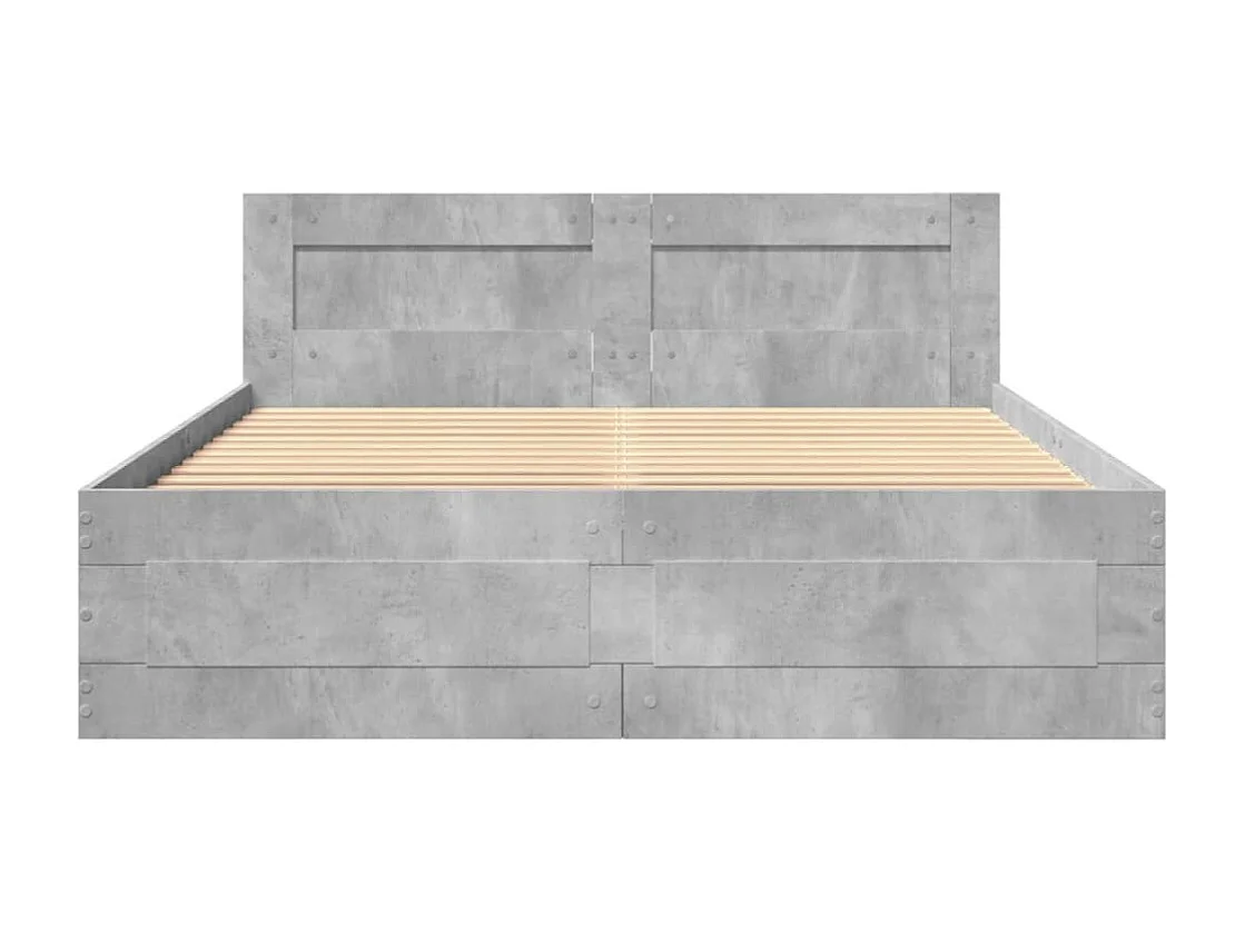 Cadre de lit et tête de lit sans matelas gris béton 120x190 cm