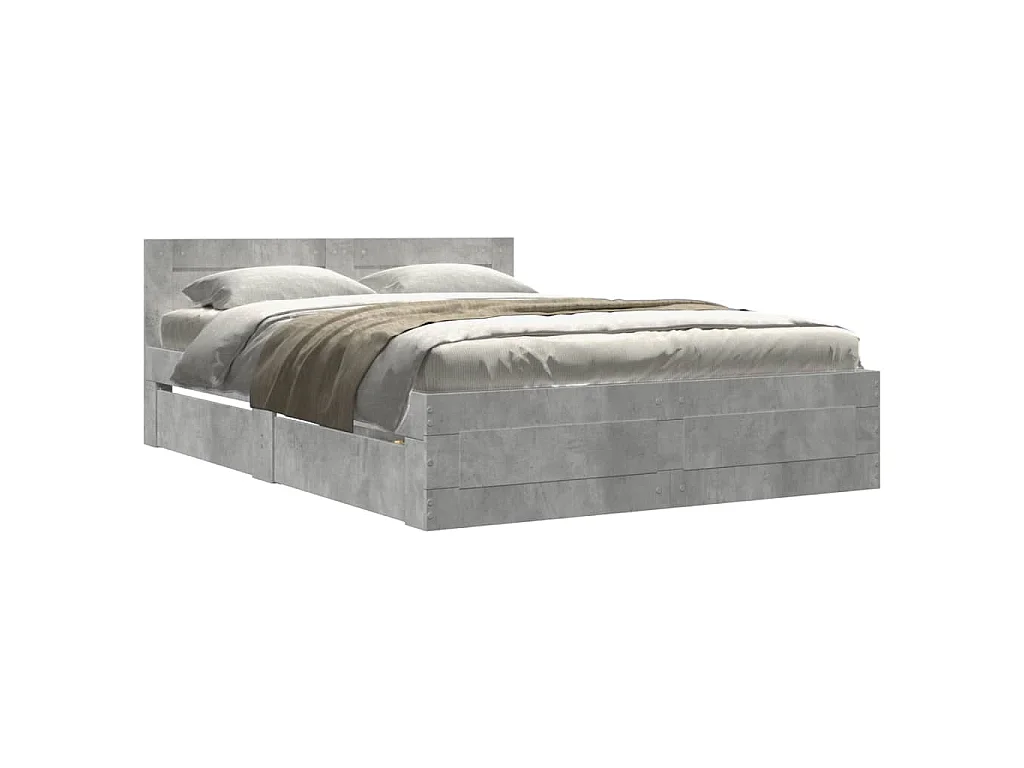 Giroletto Testiera Grigio Cemento 120x190 cm Legno Multistrato
