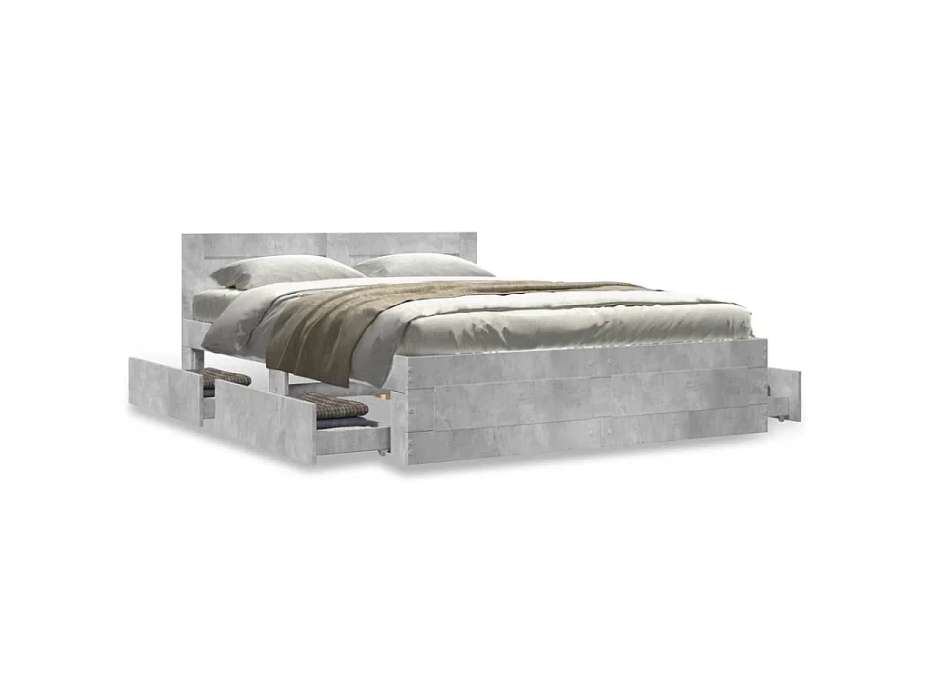 Giroletto Testiera Grigio Cemento 120x190 cm Legno Multistrato