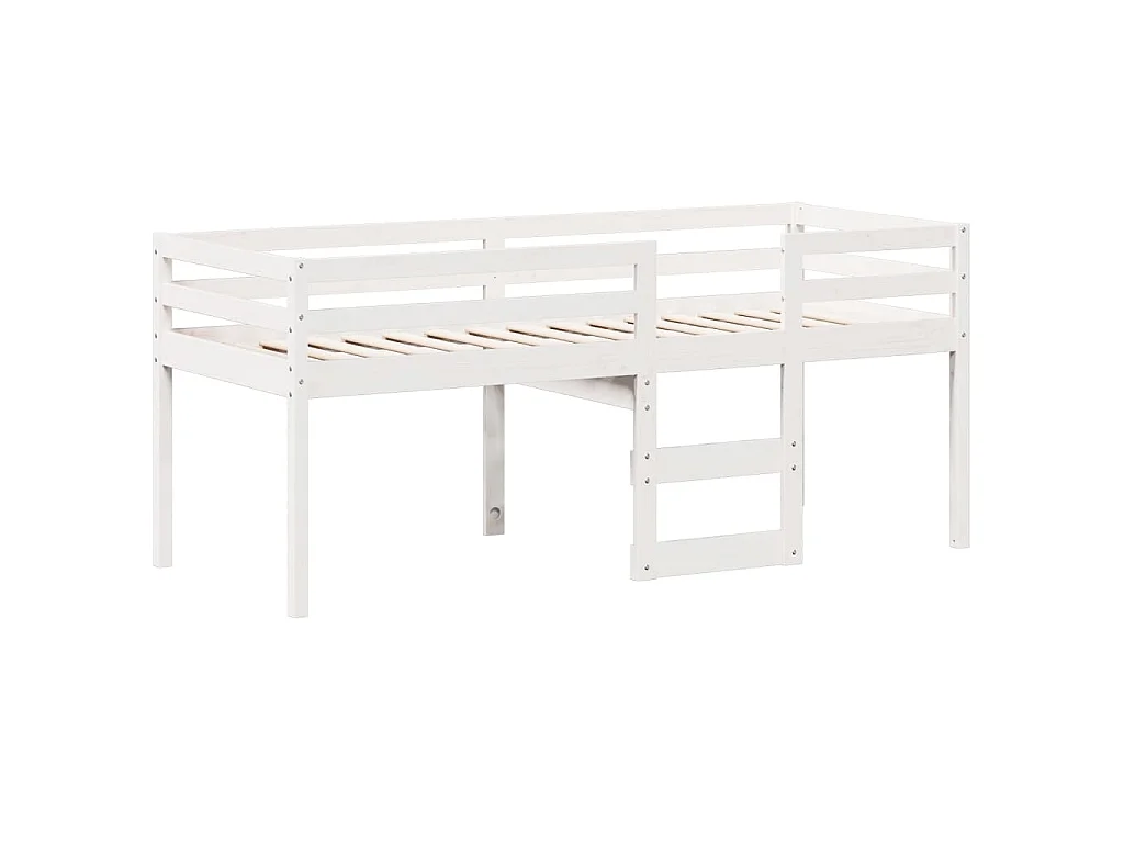 Cama alta con techo madera maciza de pino blanco 80x200 cm