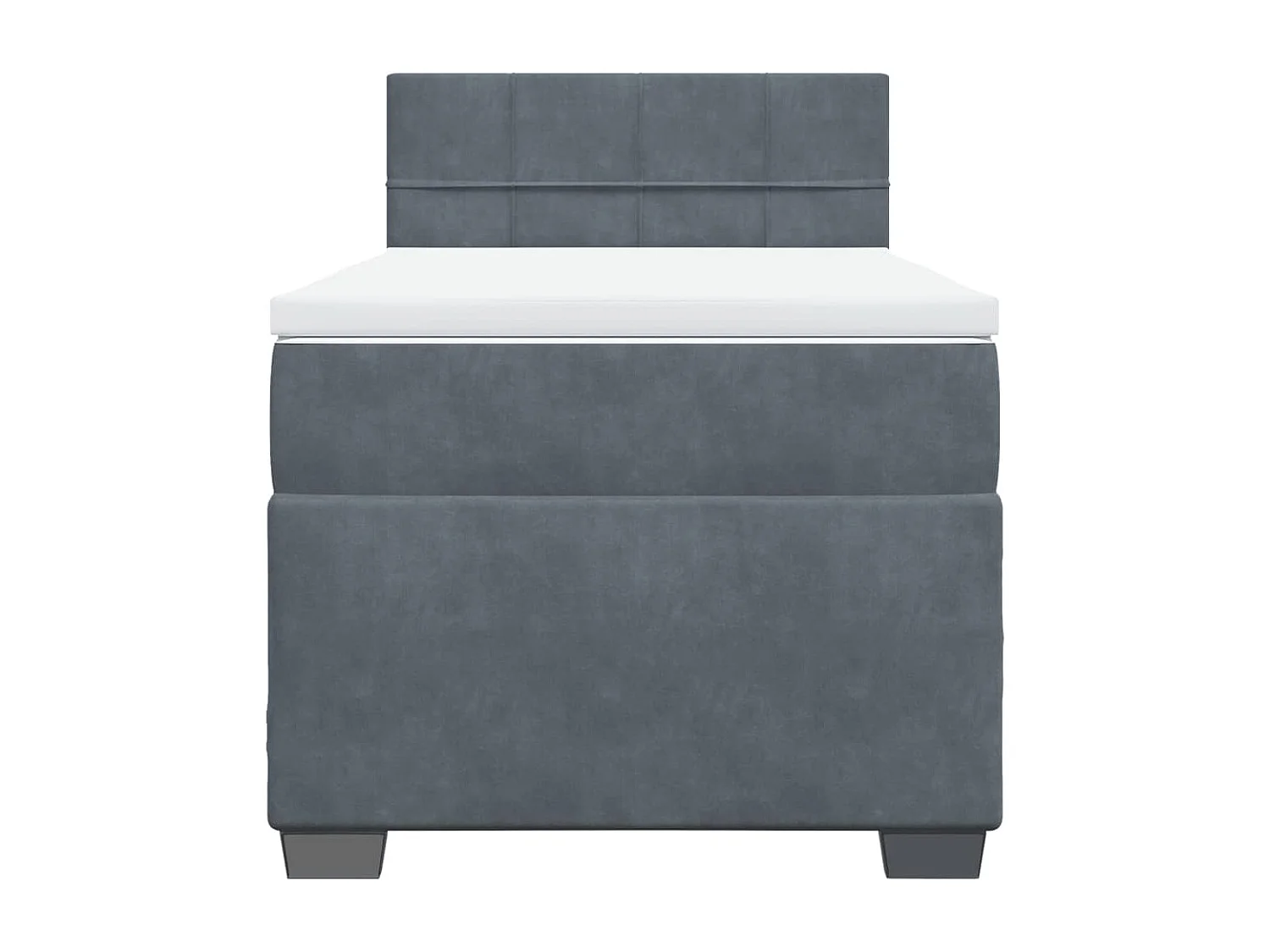 Cama box spring con colchón terciopelo gris oscuro 90x190 cm