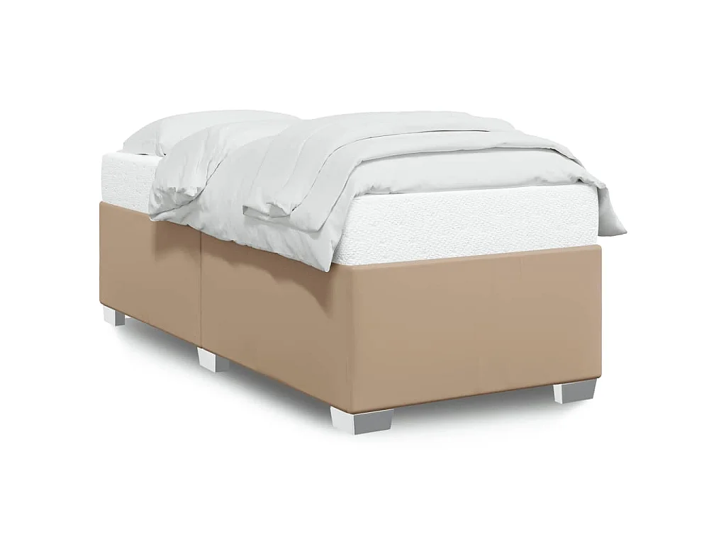 Estructura cama sin colchón cuero sintético capuchino 90x190 cm