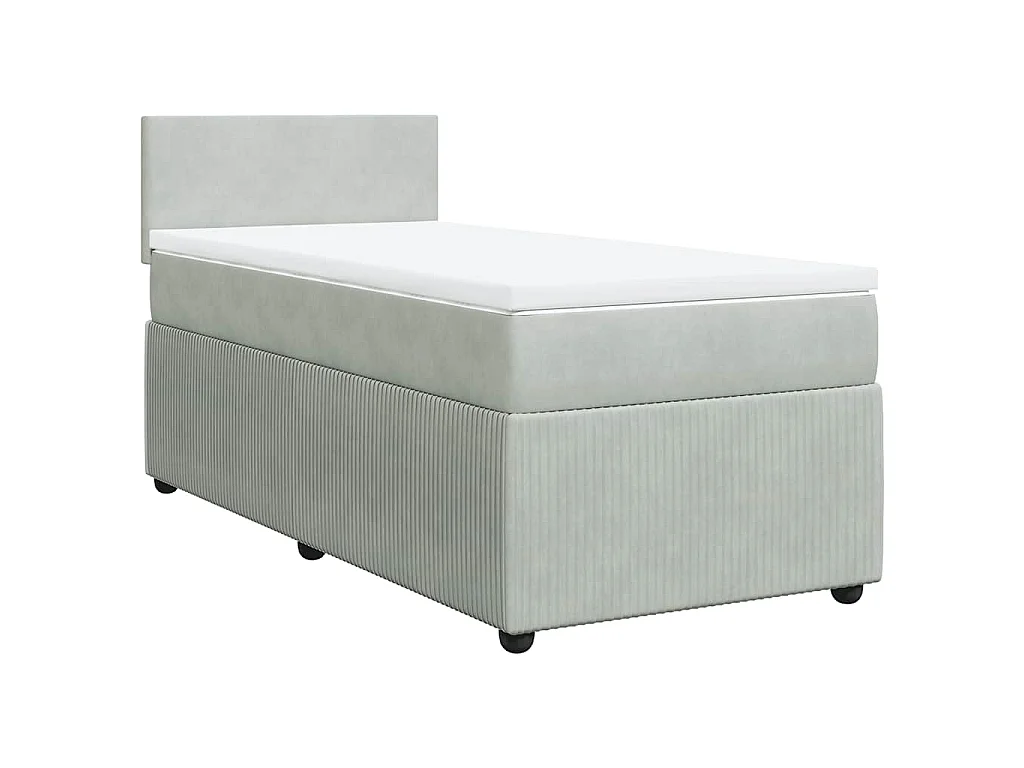 Boxspringbett mit Matratze Hellgrau 100x200 cm Samt