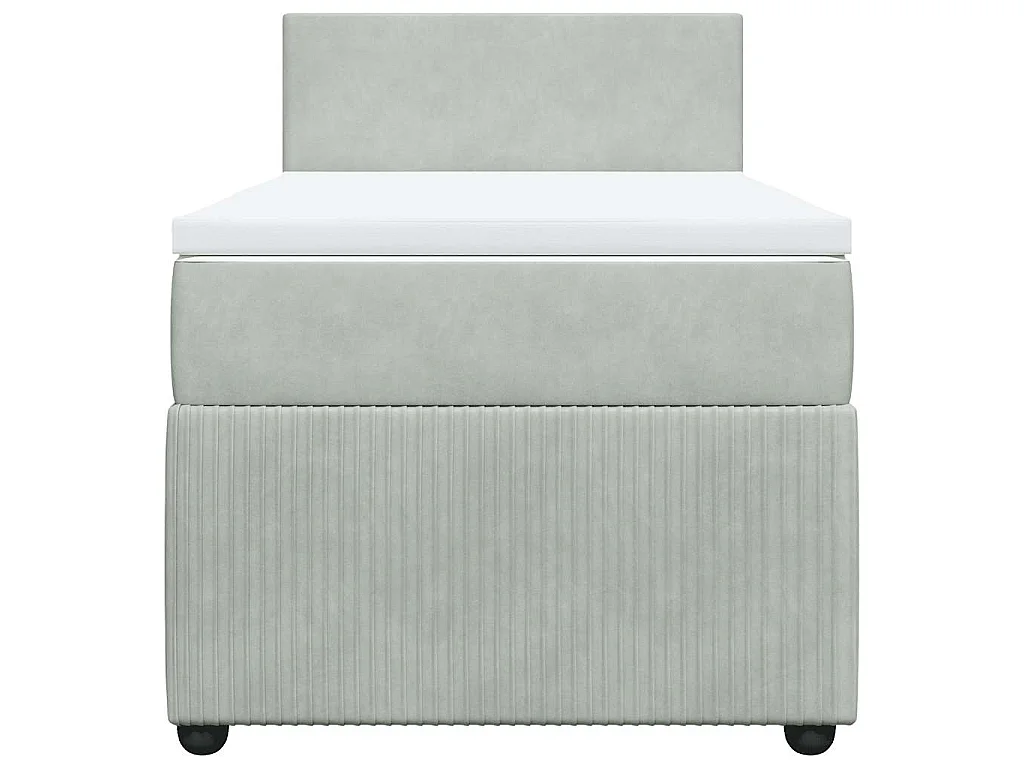 Boxspringbett mit Matratze Hellgrau 100x200 cm Samt