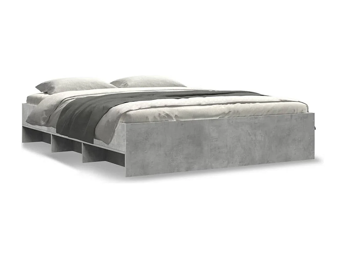 Cadre de lit sans matelas gris béton 150x200 cm bois ingénierie