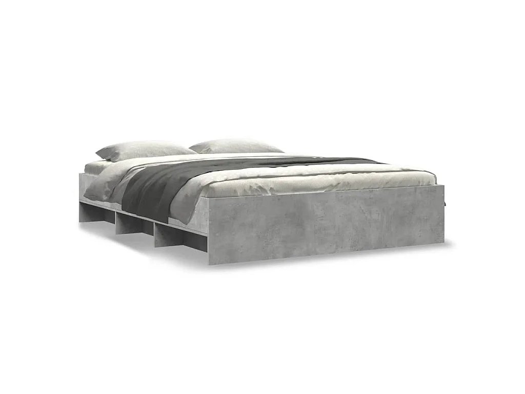 Estructura de cama madera de ingeniería gris hormigón 150x200cm