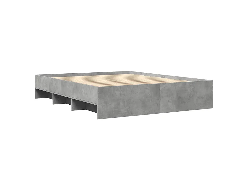 Estructura de cama madera de ingeniería gris hormigón 150x200cm