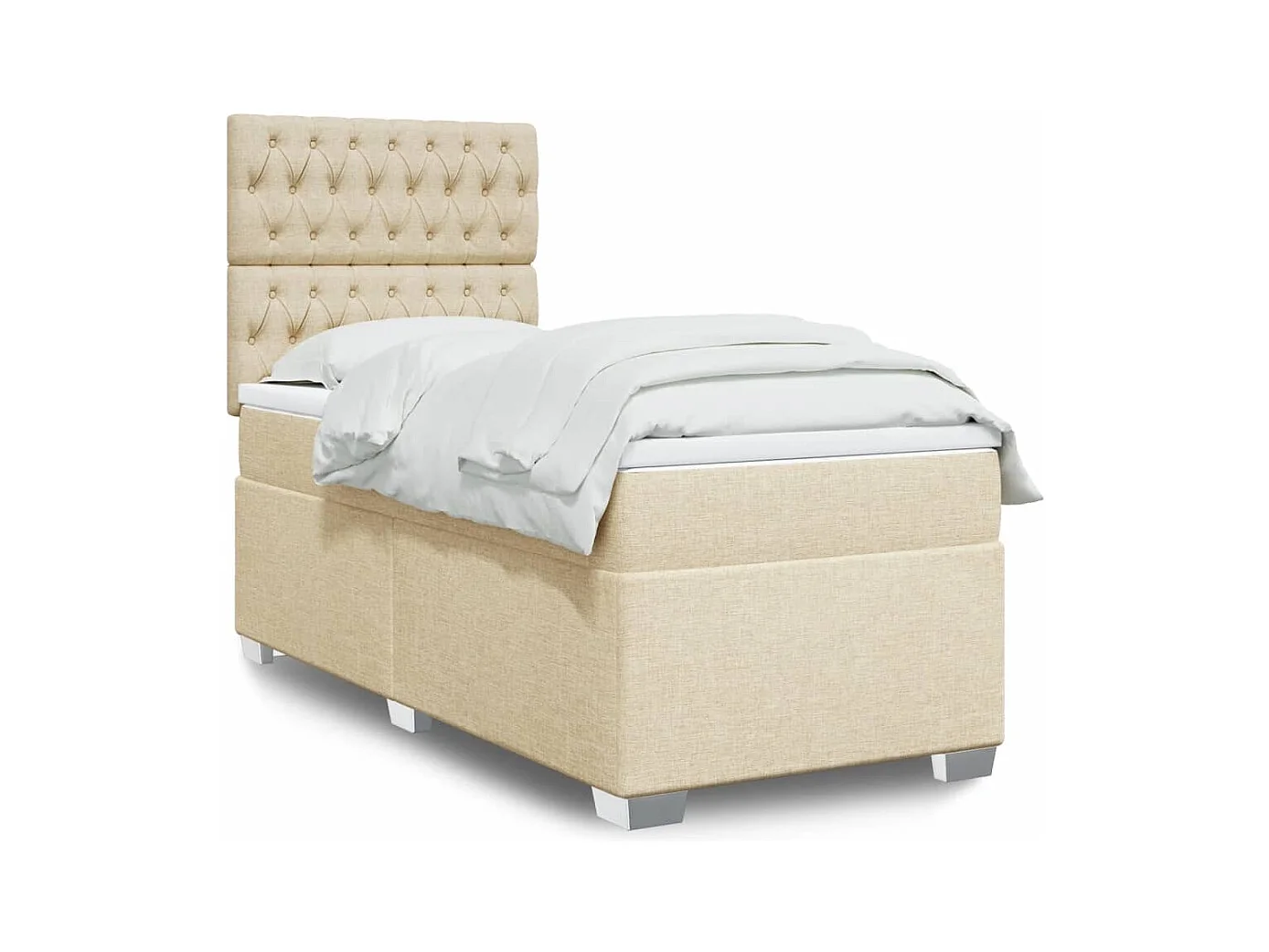Sommier à lattes de lit avec matelas Crème 100x200 cm Tissu