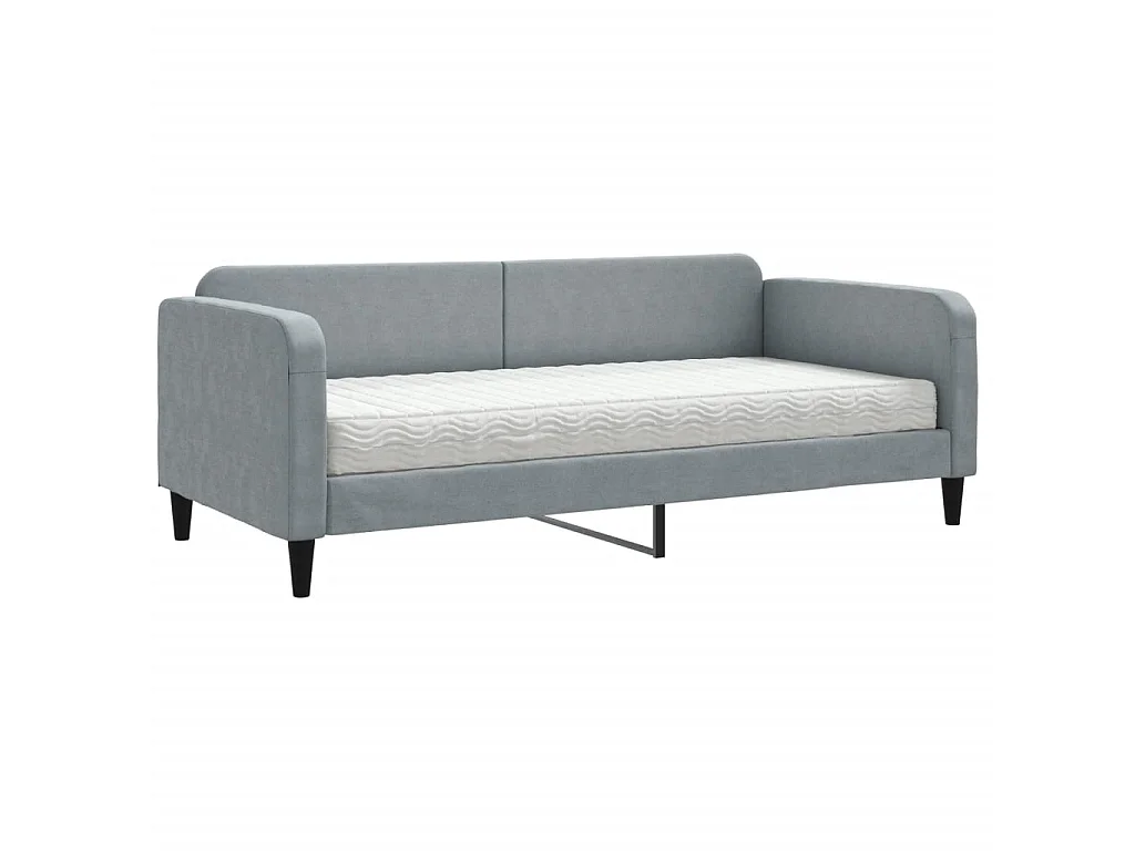 Divano Letto con Materasso Grigio Chiaro 90x190 cm in Tessuto