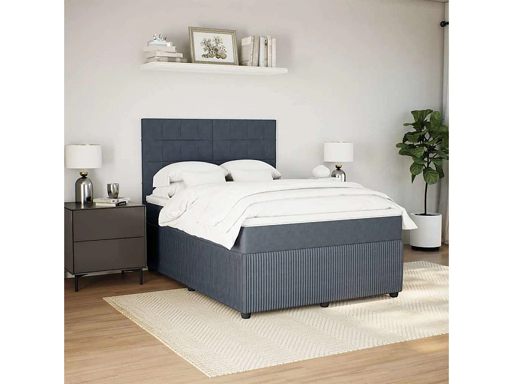 Boxspring met matras fluweel donkergrijs 140x200 cm